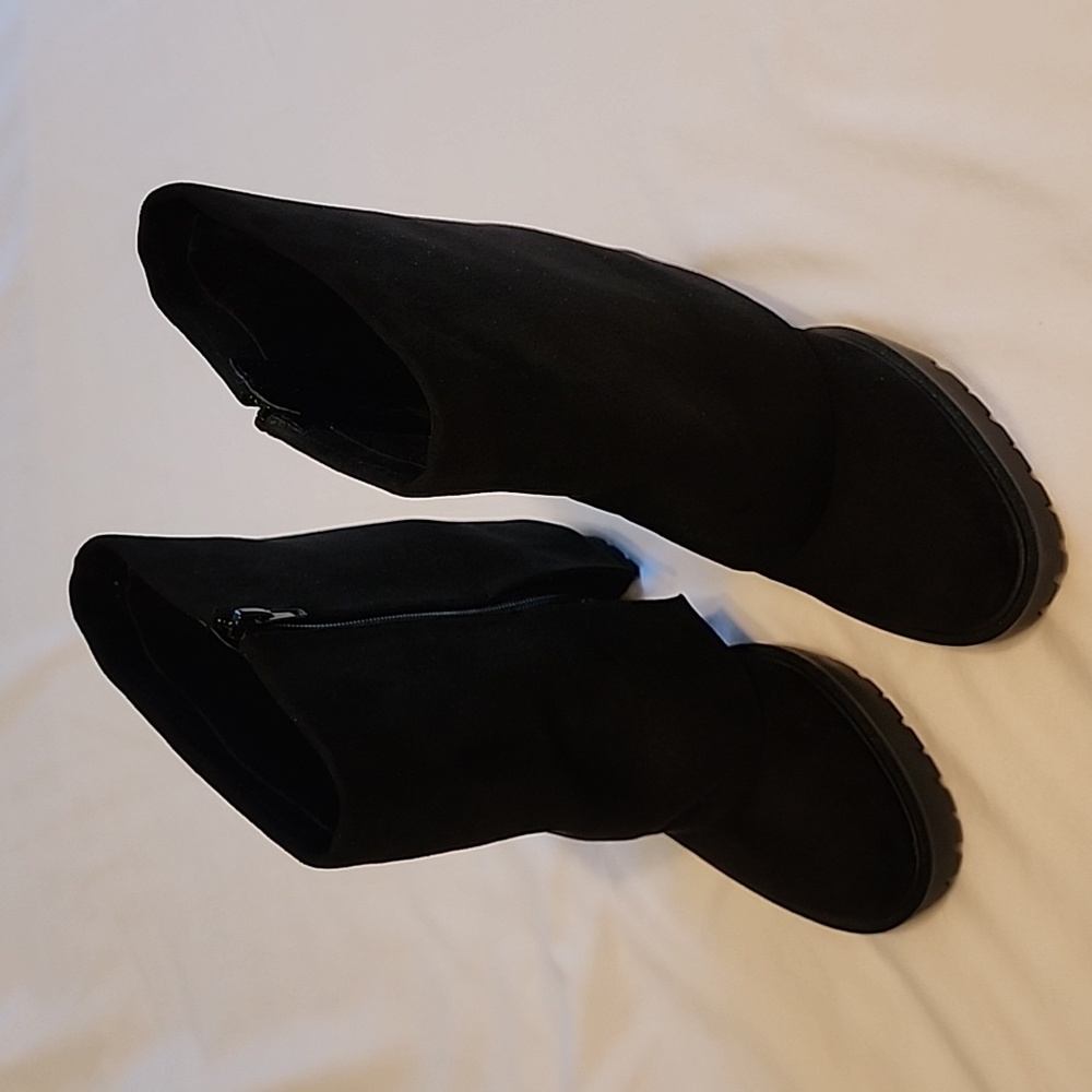 INC Black Suede Booties Fold-Over Cuff Style 6.5